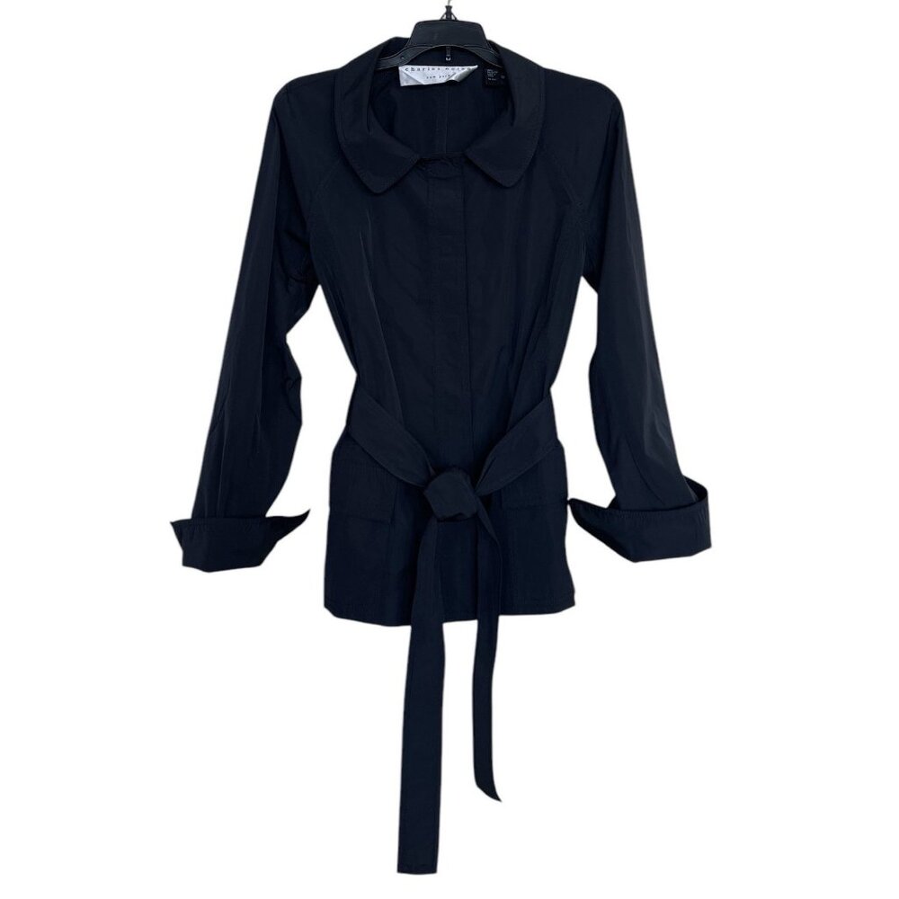 Charlotte Nolan Jacket Womens Size Small S‎ Black Belted Long Sleeve